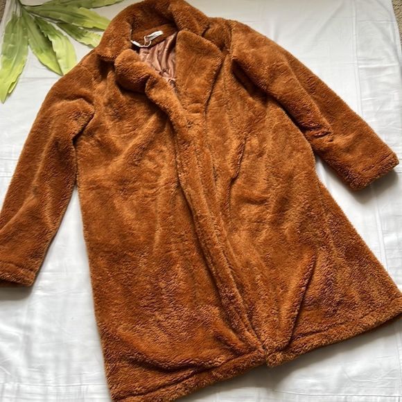 Angashion Fuzzy Fleece Lapel Open Front Long Cardigan Coat - Picture 7 of 16